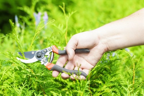 Supervisor conducting a risk assessment on a residential garden site